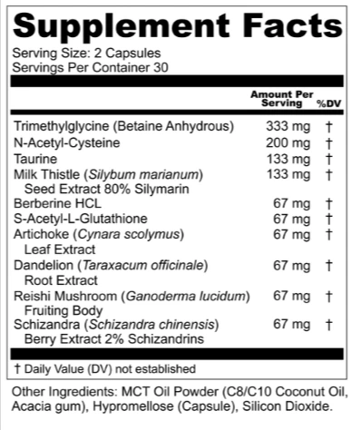UpWellness Ultra Liver Supplement Facts
