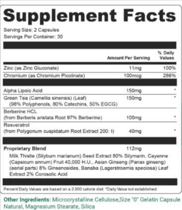 Vertigenics Supplement facts